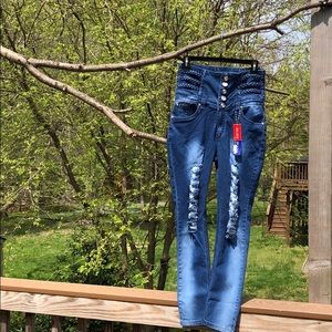 Pretty high blue jeans